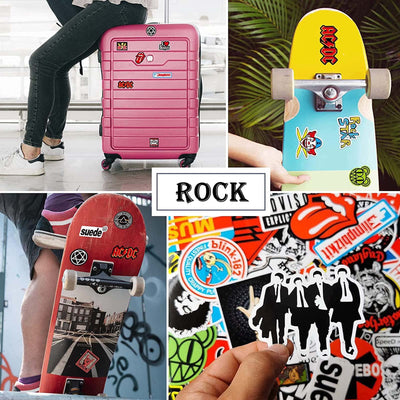 100 Stück Rock Band Punk Aufkleber, Classic Rock Sticker Pack für Erwachsene Cool Metal Punk Musik Aufkleber für Gitarre Laptop Skateboard (ROCK1)