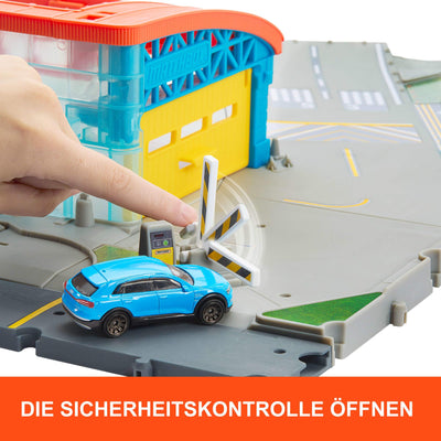 Matchbox Spielzeugauto-Set, Flughafen-Set mit Die-Cast-Audi im Maßstab 1:64, 1 Flugzeug aus Kunststoff, Abhebe- und Lande-Feature, Lagerhalle, Abhebe-Abenteuer-Set, JBW37