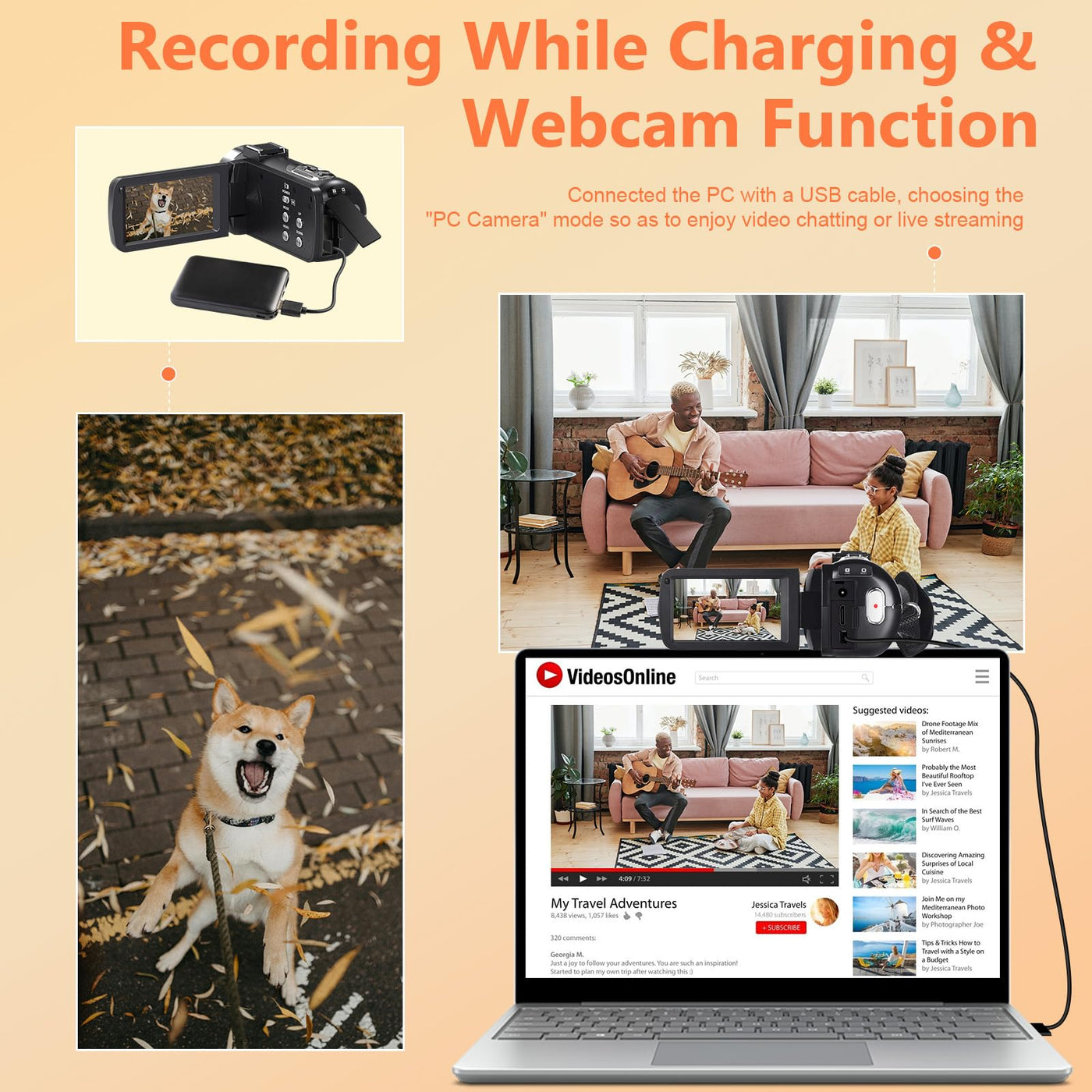 Videokamera Camcorder 4K, 44MP Vlogging Camera für YouTube, 18X Digitaler Zoom 3,0-Zoll-IPS-Bildschirm Kamera, IR Nachtsicht Webcam Videokamera mit Mikrofon, Fernbedienung, 2 Akkus und 32GB SD Karte