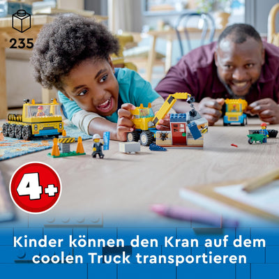 LEGO 60391 City Baufahrzeuge und Kran mit Abrissbirne, Spielzeug mit Bagger, Kipper und Transportfahrzeugen, Lernspielzeug für Kleinkinder ab 4 Jahren