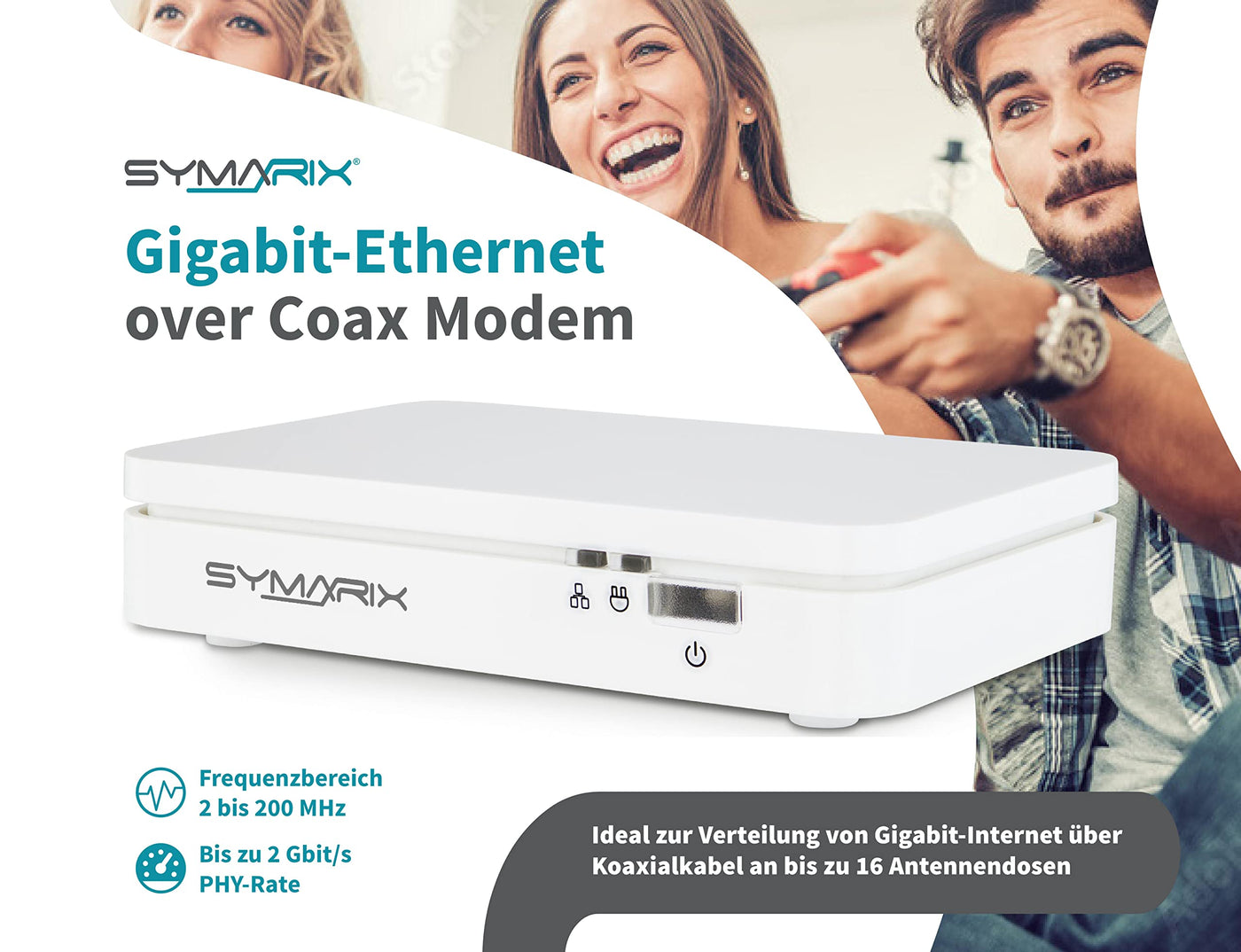 SYMARIX TGU 21 G.hn Wave-2-Technologie Ethernet Over Coax Modem (EoC) Gigabit-Ethernet über Koaxialkabel Latenz <1ms (Starter-Set)