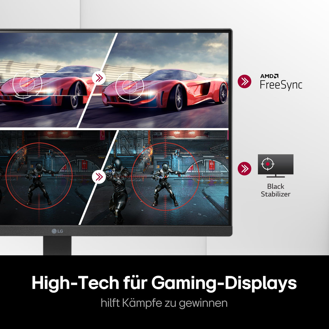 LG Full HD Monitor 24MR400-B.AEUQ - 24 Zoll, IPS Panel, FreeSync, VESA FDMI, 100Hz, Schwarz