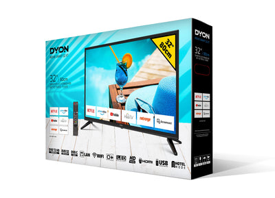 DYON Movie Smart 32 XT 80 cm (32 Zoll) Fernseher (HD Smart TV, HD Triple Tuner (DVB-C/-S2/-T2), Prime Video, Netflix & HbbTV)