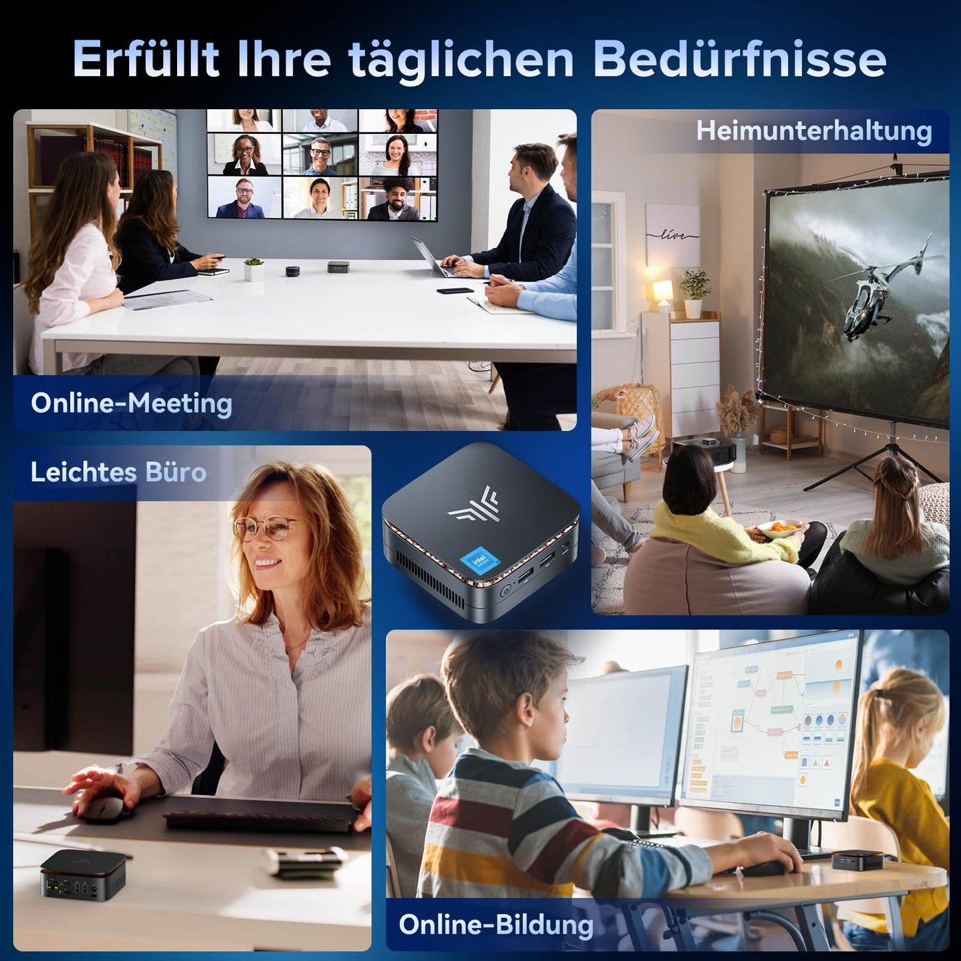 NiPoGi E1 Mini PC mit Ιntel Alder Lake N97(Max 3,6 GHz) 16GB DDR4 512GB SSD,Mini Computer Dual UHD Display 4K@60Hz HDMI 2.0+DP 1.4 Desktop PC mit Gigabit Ethernet/2.4+5G WiFi/Bluetooth für Büro