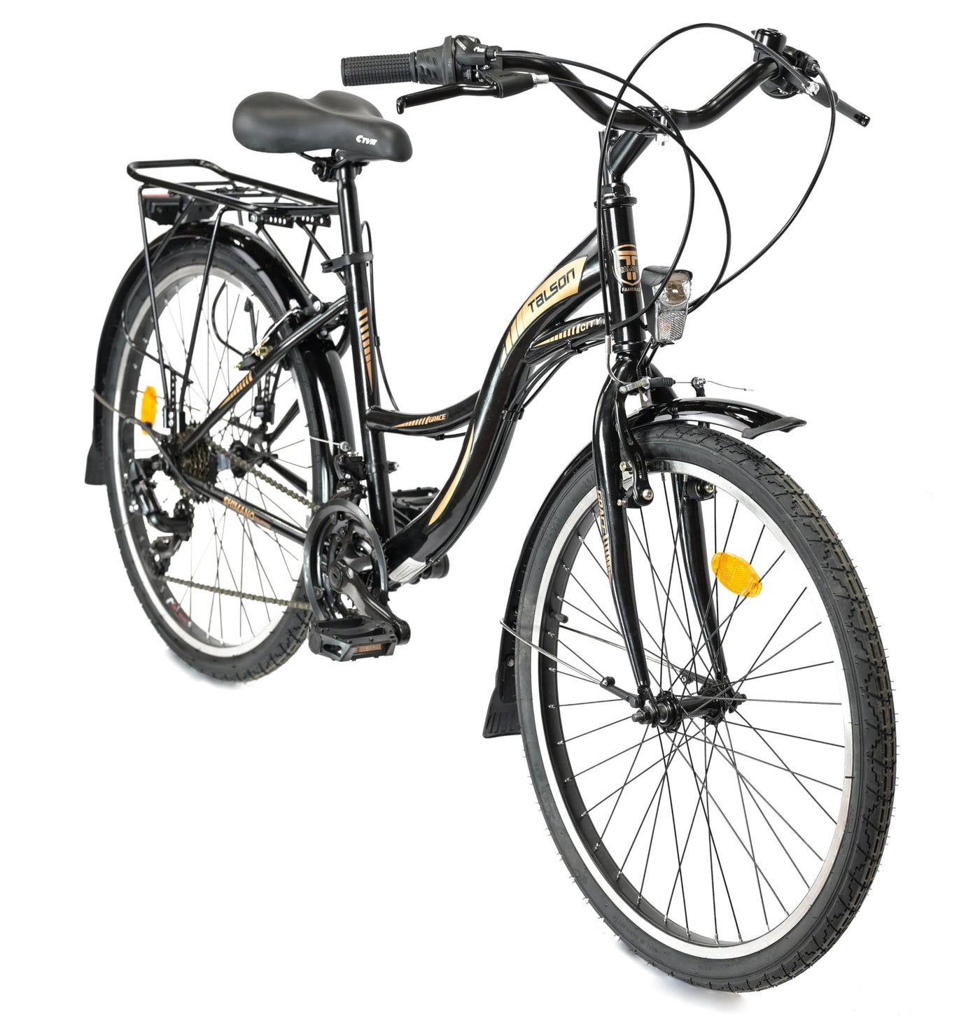 24 Zoll Grace Kinderfahrrad Shimano 21-Gang mit Beleuchtung Schwarz