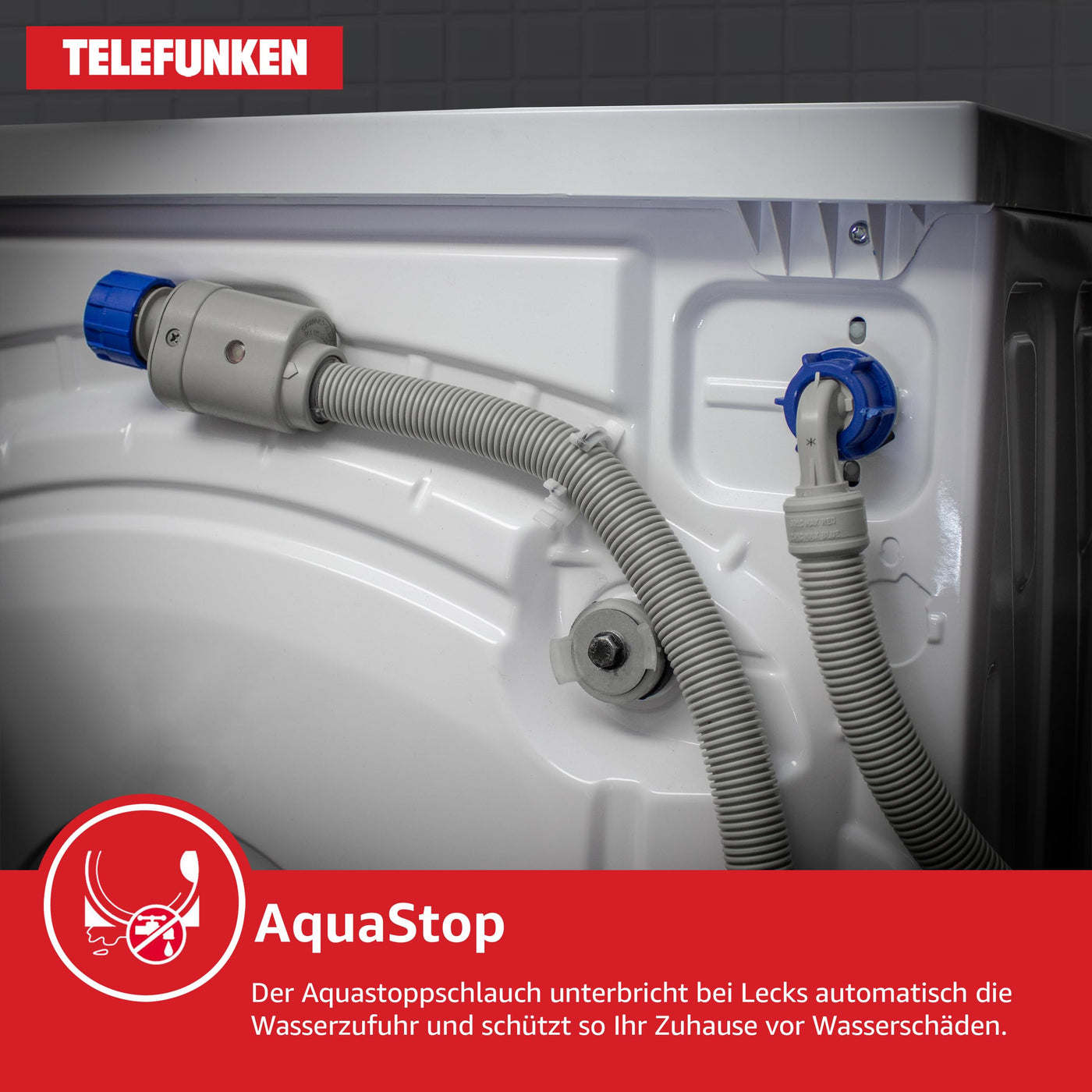 Telefunken Waschmaschine 8kg | 1400 U/Min. | Inverter Motor - Leise & Effizient | AquaStop - Schutz vor Wasserschäden | Schontrommel | Washing Machine mit 15 Programmen | EEK A | W-8-1400-A-W weiß
