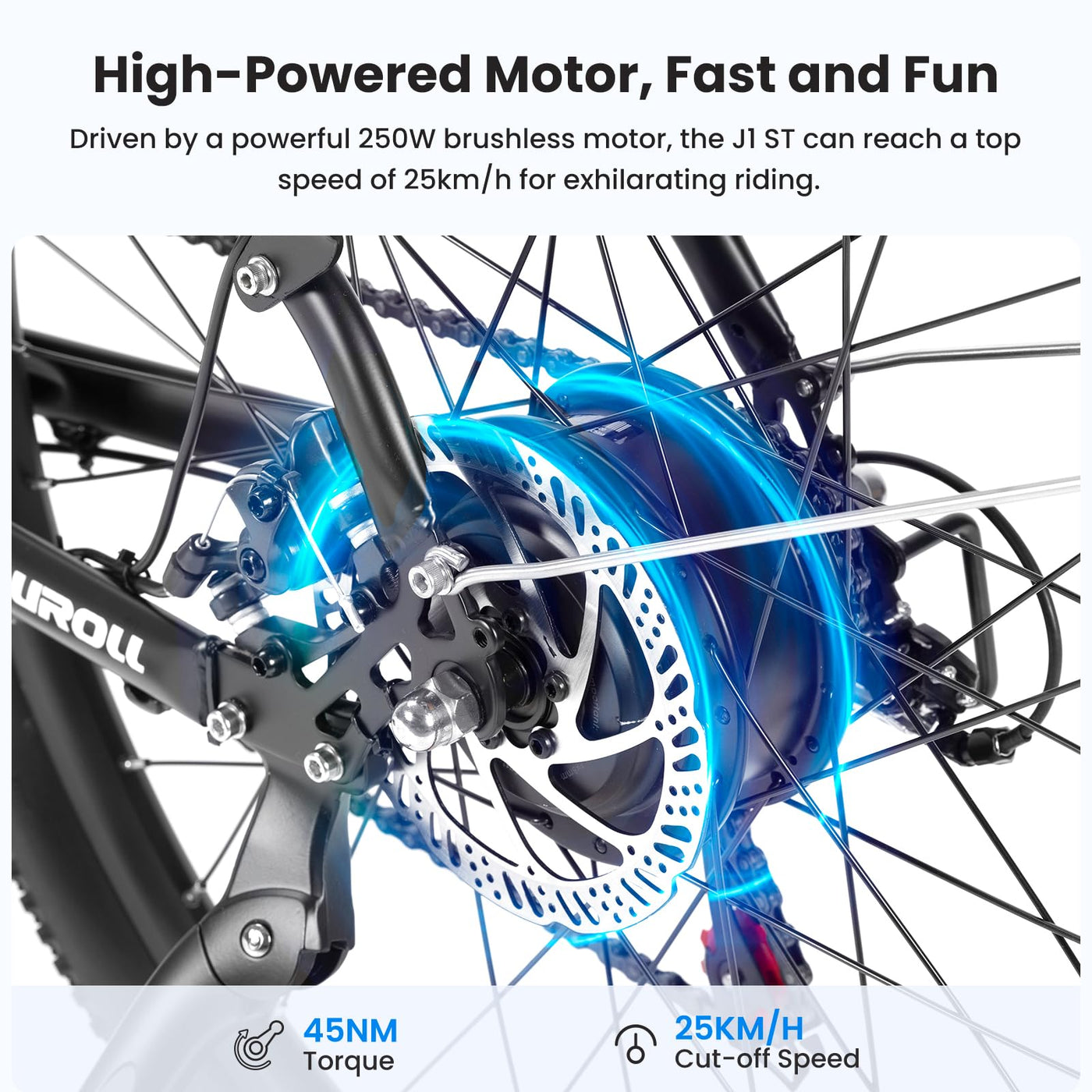 Touroll J1 ST 27,5 Zoll Trekking E-Bike Herren Damen, Elektrofahrrad mit 36V 15.6Ah Batterie für Lange Reichweite bis 100KM, 250W Heckmotor, Doppelscheibenbremse, 7-Gang Getriebe City E Bike