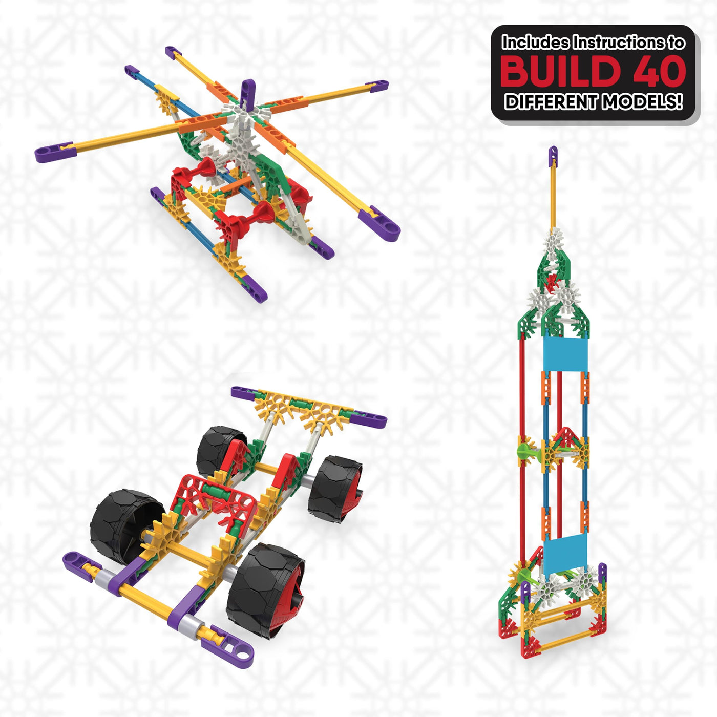 K'NEX 15210 Baukasten für Anfänger mit 40 Modellen, Lernspielzeug für Jungen und Mädchen, 141-teiliges Lernset, Konstruktionsspielzeug für Kinder, Bauspielzeug ab 5 Jahren