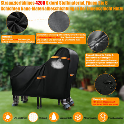 Abdeckung für Holzpferd Wasserdicht Outdoor, 420D Oxford Holzpferd für Draußen Abdeckplanen, UV-beständig Universal Garten-pferd Abdeckplane mit Wasserdichten Streifen & 5 Reflektierenden Streifen