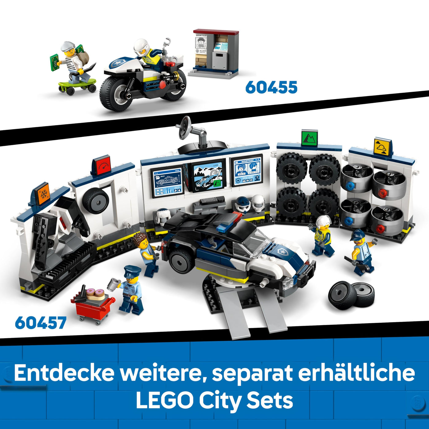 LEGO City Verfolgungsjagd im Polizeiboot – Spielset mit schwimmfähigem Schnellboot, Schlauchboot des Ganoven, 3 Mini-Figuren und Einer Haifigur – Geschenk für Jungen und Mädchen ab 6 Jahren – 60456