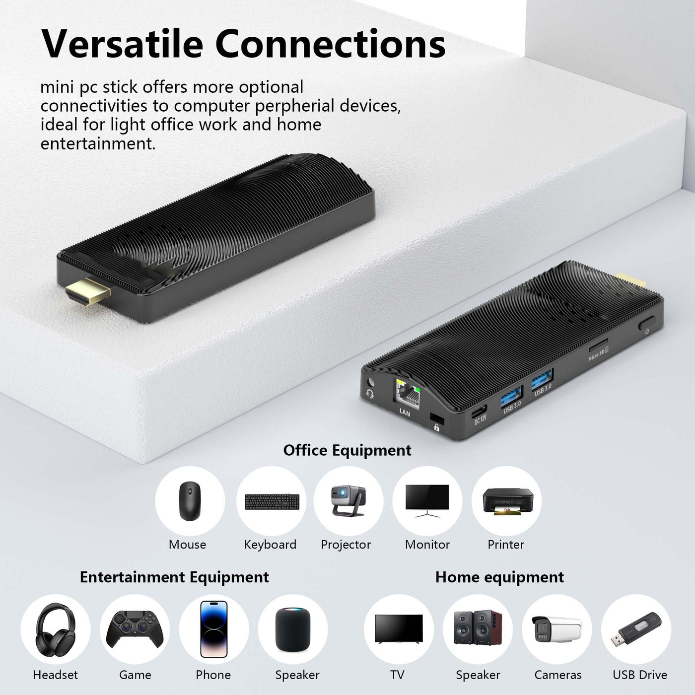 HEIGAOLAPC Mini PC Stick Win 10, Fanless Mini Computer, Pentium N4200 4GB 64GB eMMC (1.1 GHz), USB3.0 X 2, RJ45 Gigabit Ethernet 4K 60Hz, WiFi BT 5.0, HDMI 2.0 für Geschäft Zuhause Büro