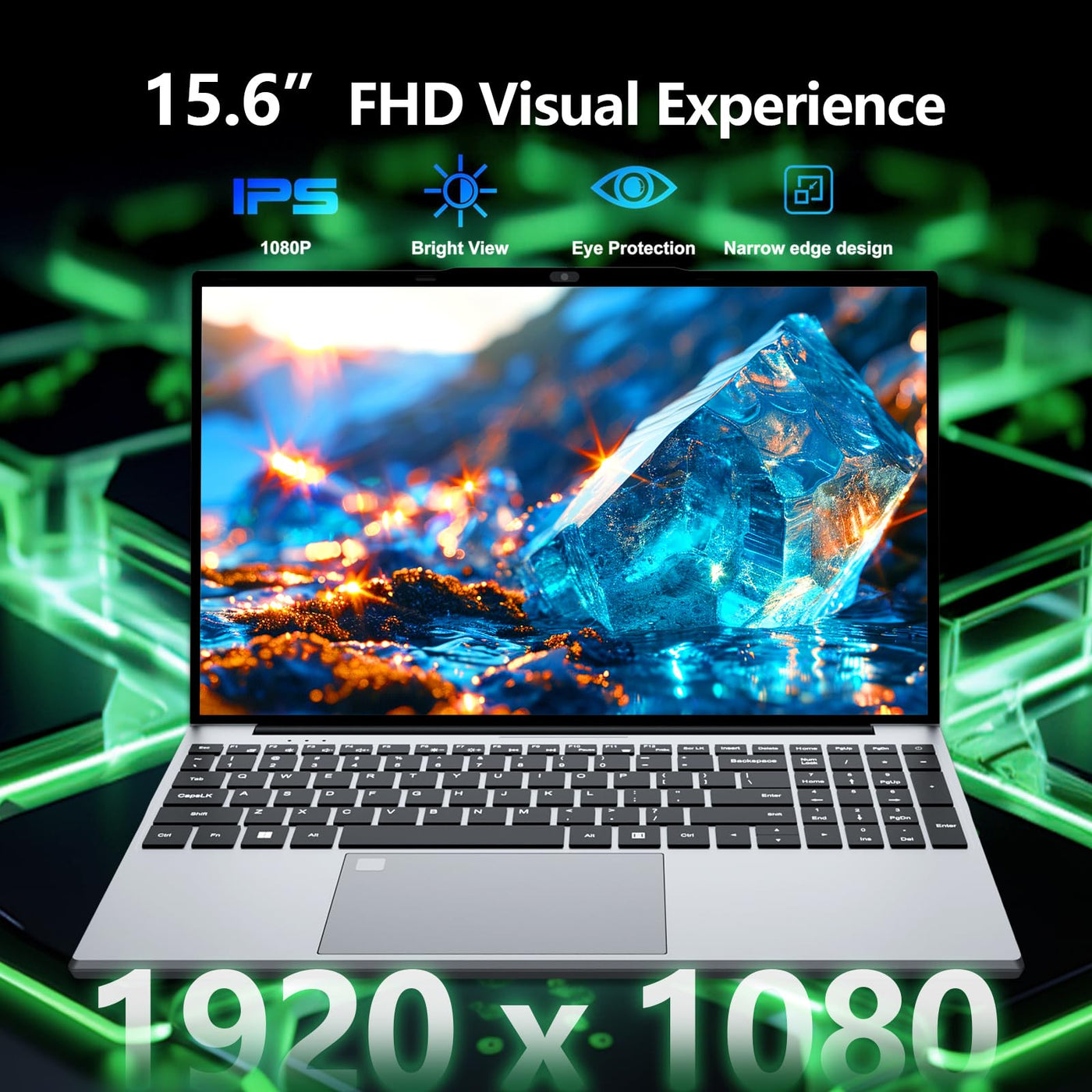Win 11 Pro Laptop 15,6 Zoll, Notebook 24GB RAM 512GB SSD, Celeron N5095 Prozessor, Laptop FHD 1920*1080 mit Wi-Fi5/USB 3.0/Ziffernblock/Tastatur mit Hintergrundbeleuchtung/Touch ID PC-Computer