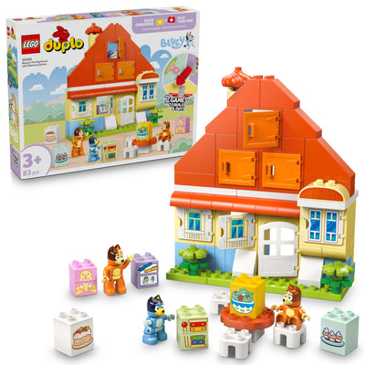 LEGO DUPLO Bluey: Blueys Familienhaus mit Memory-Spiel - Lernspielzeug für Kleinkinder - Inkl. 3 Minifiguren, aufklappbare Fenster und Brettspiel - Geschenk für Jungen & Mädchen ab 3 Jahren - 10459