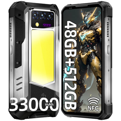 OUKITEL WP100 Titan 33000mAh Outdoor Handy 5G mit Eingebauter 100 Lumen Projektor, 48GB+512GB 6,8" FHD+ Outdoor Smartphone Ohne Vertrag mit 1200 Lumen Campinglicht, 200MP+32MP+20MP, NFC/GPS/IP68/BT5.4