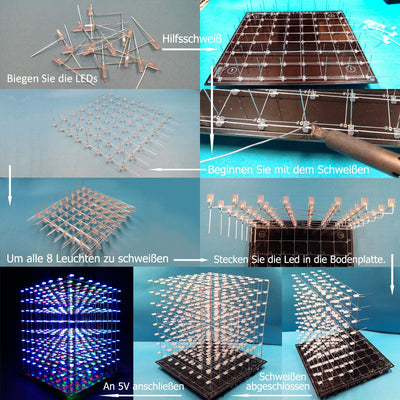 iCubeSmart 8x8x8 LED Cube Elektronik Bausatz DIY Electronic Kit DIY Löten Bausatz (3D8S-MULTI)