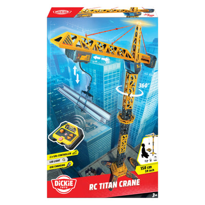 Dickie Toys - RC Titan Crane (150 cm) - Ferngesteuerter Spielzeug-Kran mit 360°-Drehung und interaktivem Zubehör, Spielkran mit Fernbedienung und Licht für Kinder ab 3 Jahre, inkl. Batterien