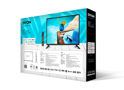 DYON Movie Smart 32 XT 80 cm (32 Zoll) Fernseher (HD Smart TV, HD Triple Tuner (DVB-C/-S2/-T2), Prime Video, Netflix & HbbTV)