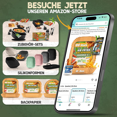 KNUSPERLIEBE® Ninja Heißluftfritteuse Zubehör Set XL Airfryer XL für Foodi AF400EU AF300EU Double Stack 7,6L-9.5L und Dual Zone Air Fryer, BPA-Frei | Air Fryer Accessories