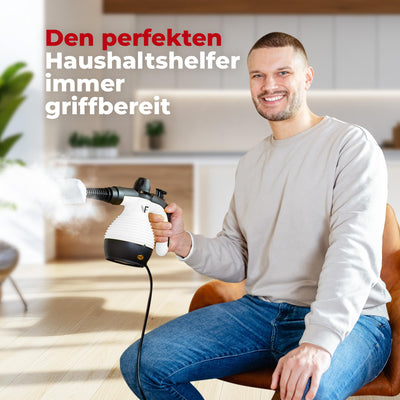 Neighbour's Friend® Dampfreiniger Neues Modell – Leistungsstarker Hand Steam Cleaner, 3,5 Bar Druck, 4m Kabel, 350ml Tank I Handdampfreiniger für Auto, Werkstatt, Haushalt & Fensterreinigung