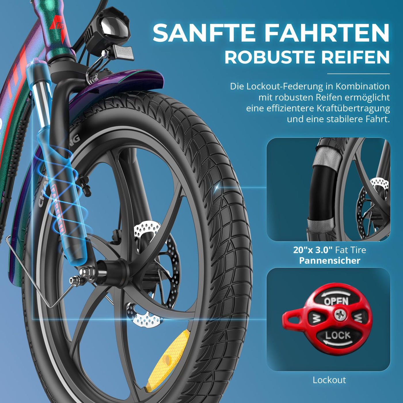 2025 Ebike F20 Pro+ Fatbike Faltrad 20 Zoll mit 36V 22.5AH Akku Damen Ebike Herren 250W, Erwachsene Fatbike Elektromobilrad 140kg, E Mountainbike 20°, Ebike 25km/ (Hecktasche, Buntes Grün)