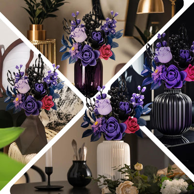 Ideas Halloween Blumen Rosen Spielzeug Klemmbausteine Bausteinen，Kompatibel Mit Lego Flowers Geschenk für Erwachsene Frauen Mädchen Home Deko für Geburtstag, Muttertag, Weihnachten 8-16+（822PSC）