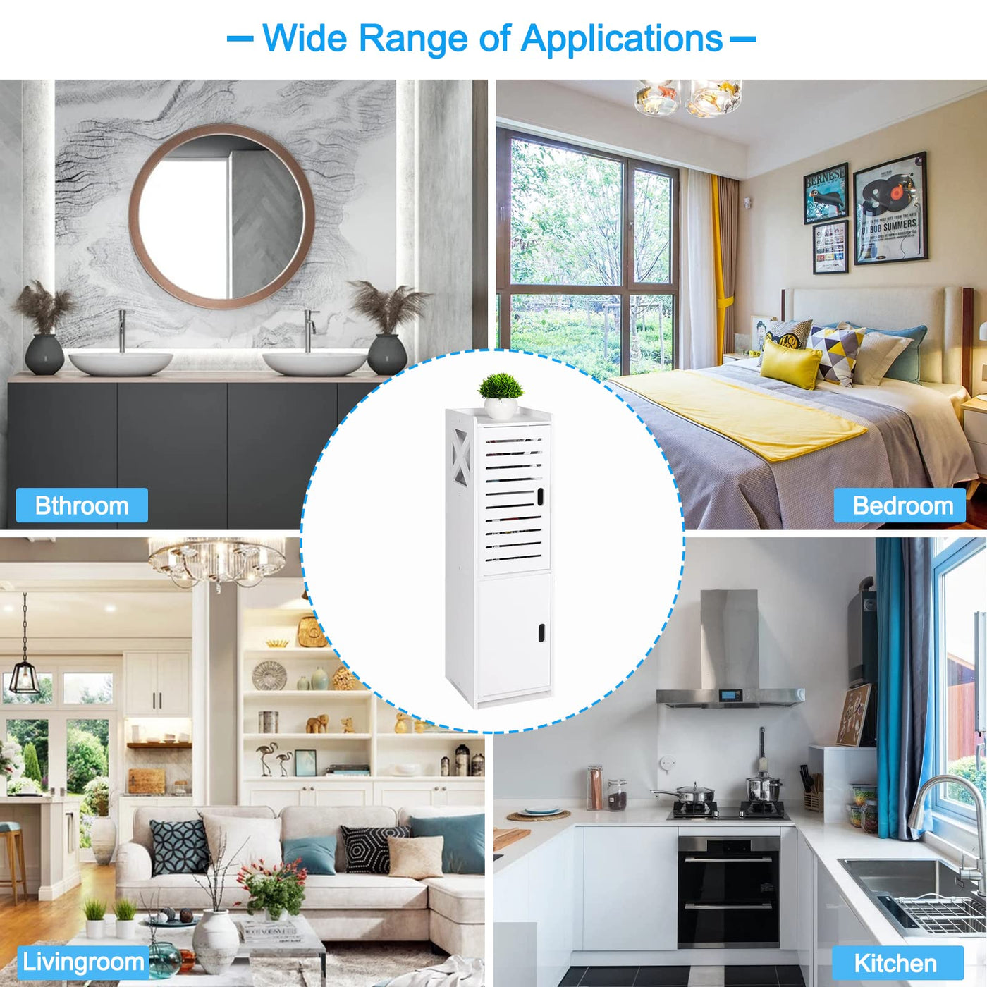 FACOKOLA Badezimmerschrank, Toilettenschrank, Freistehender Badschrank Schmal, Kleiner Wasserdichter Schrank, Multifunktionsschrank für den Hausgebrauch, 22 x 24 x 75 cm, Weiß