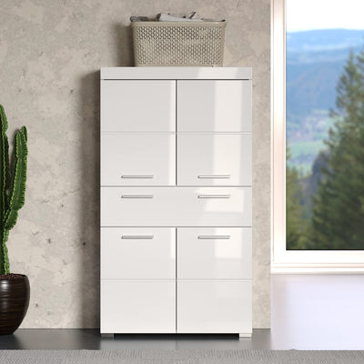 trendteam smart living - Hochschrank Schrank - Bad - Amanda - Aufbaumaß (BxHxT) 73 x 130 x 31 cm - Farbe Weiß Hochglanz - 139310701
