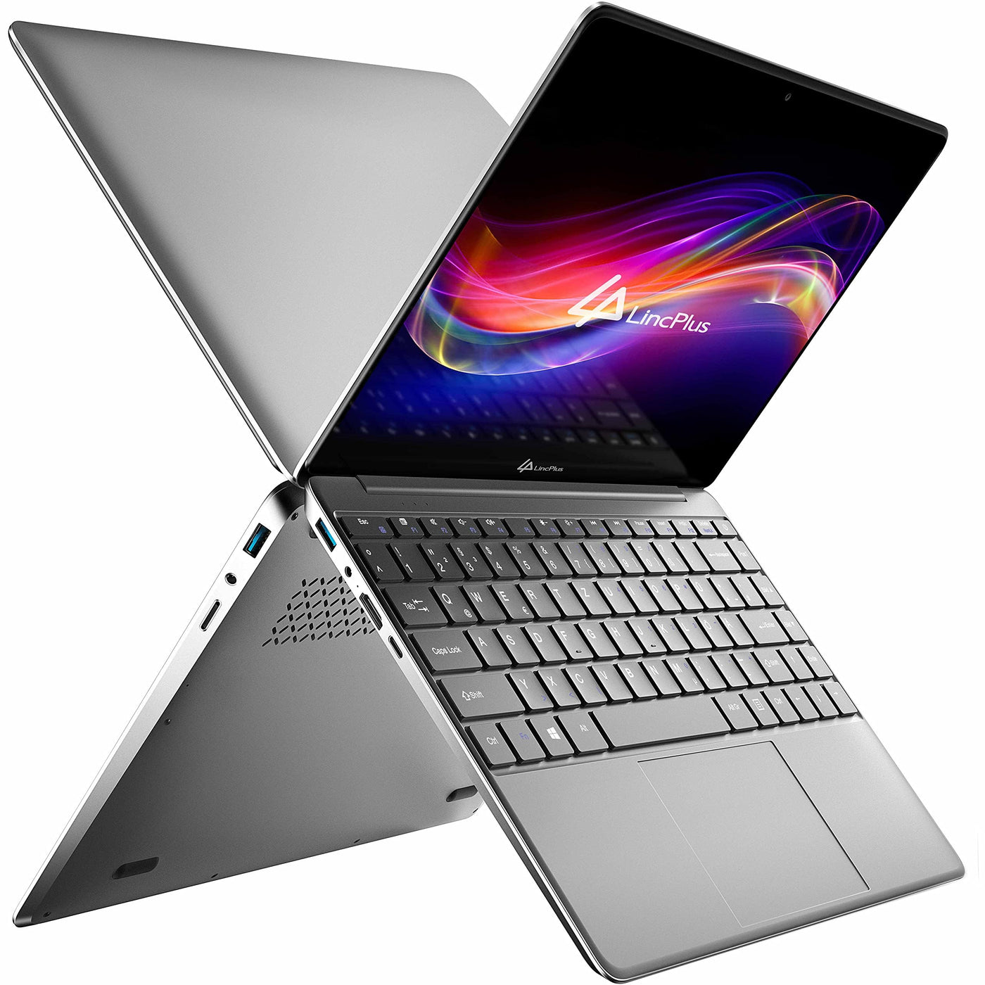 LincPlus P4 14 Zoll Laptop Netbook Intel Core i3 Prozessor 8GB RAM 128GB SSD Full HD Notebook mit QWERTZ Deutscher Tastatur, Windows 10 Home