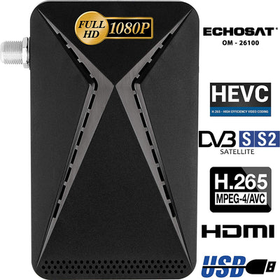 Echosat OM-26100 Mini Sat Receiver -DVB S/S2 Satelliten Receiver ✓Full HD ✓1080 P ✓HDMI ✓2 x USB 2.0 ✓HDTV [Digital Satelliten Receiver] (Astra Hotbird Türksat )-Schwarz