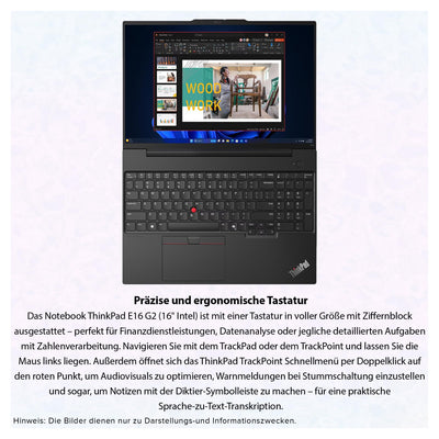 Lenovo ThinkPad E16 Gen 2 Laptop, Intel Core Ultra 5-125U, 64 GB DDR5 RAM, 4 TB PCIe SSD, 16" WUXGA Display, Intel Arc Graphics, QWERTZ Tastatur, Windows 11 Pro, Black
