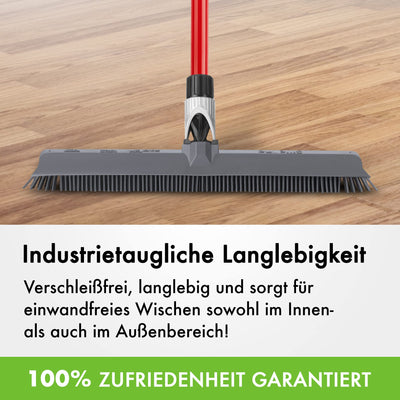Tyroler Silikon Besen & Bodenabzieher | Kehrbesen-Kopf aus 100% Silikon 41 cm | Besen mit Stiel und 140 cm Anti-Rost-Griff | Silikonbesen mit Stiel | Gummibesen mit Stiel | Gummibesen Tierhaare