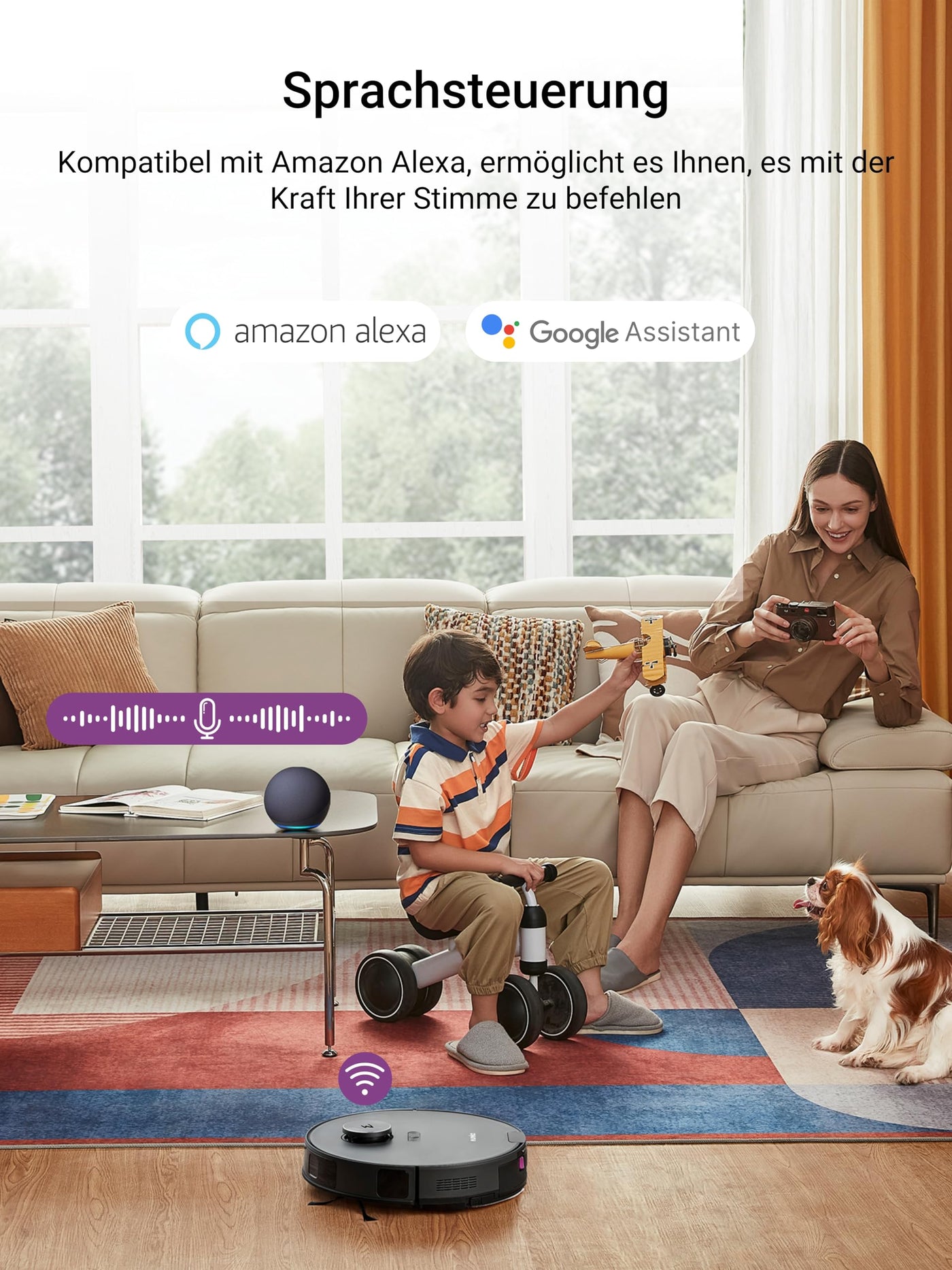 EUREKA E10s DE Saug- & Wischroboter + beutelloser Multi-Zyklon-Absaugstation (4000Pa, auto Teppicherkennung & auto Mop Lifting, LiDAR-Navigation, ideal gegen Tierhaare, App- & Sprachsteuerung) schwarz