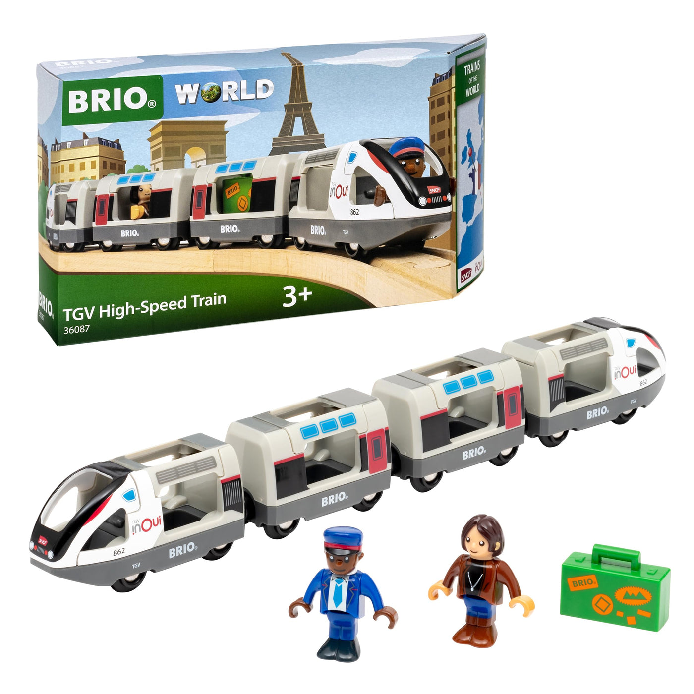 BRIO World – 36087 Trains of The World TGV Hochgeschwindigkeitszug | Spielzeuglok für Kinder ab 3 Jahren