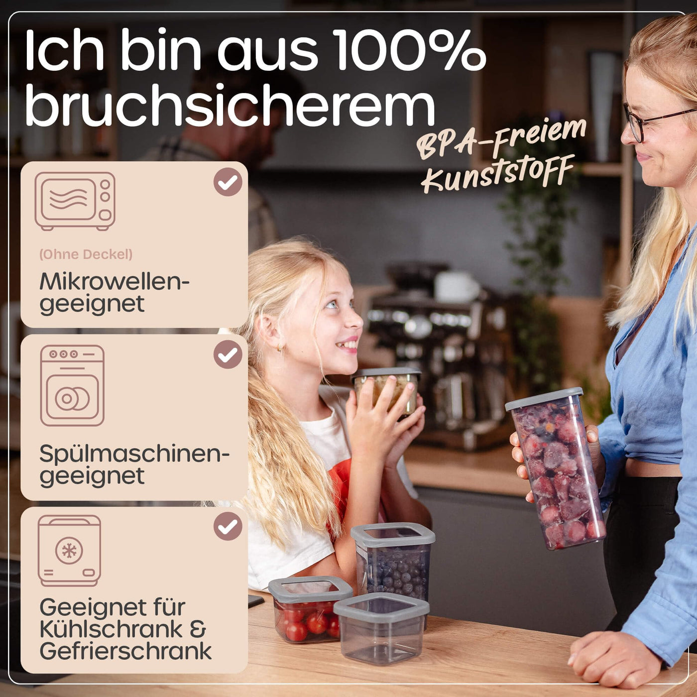 QOONA Luftdichte Vorratsdosen mit Deckel [12er-Set] Anthrazit - Stapelbar & platzsparend für die Küche, Vorratsgläser luftdicht, Mehl Aufbewahrung, Food Container, Vorratsbehälter, Aufbewahrungsbox