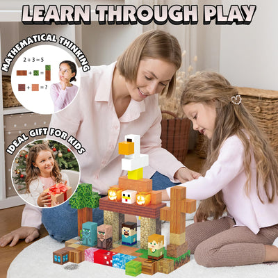 TUKIIE Magnetische Bausteine 120 Stück 1" Light Up Magnetic Building Blocks Magnetblöcke Magnetbausteine Magnetspiele Spielzeug für Kinder ab 3 Jahren Kreative Magnetspielzeug Geschenke Jungen Mädchen