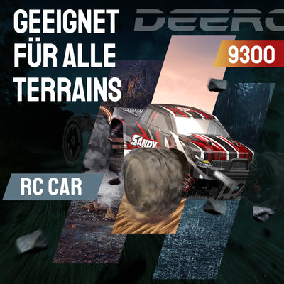 DEERC 9300 Ferngesteuertes Auto für Kinder,1/18 RC Car 4WD mit 40 km/h Hochgeschwindigkeits,2 Akku Lange Laufzeit,2,4 GHz Fernbedienung Geländewagen Outdoor Indoor Fahrzeug für Jungen Erwachsene