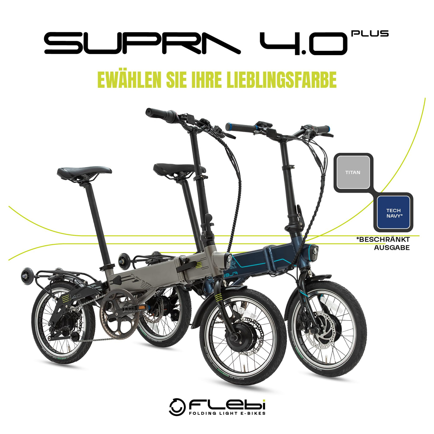 Flebi Supra 4.0+ Klapprad Elektrisch 16" | Reichweite 100 km | Abnehmbarer Akku 14Ah/504Wh | 7 Gänge | Kompaktes und Leichtes E-Bike für Erwachsene/Teenager, Unisex für Damen/Herren (Technisch Blau)