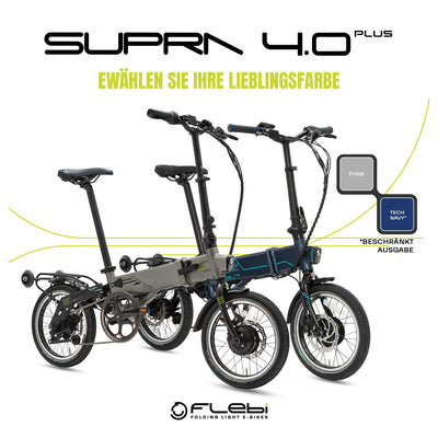 Flebi Supra 4.0+ Klapprad Elektrisch 16" | Reichweite 100 km | Abnehmbarer Akku 14Ah/504Wh | 7 Gänge | Kompaktes und Leichtes E-Bike für Erwachsene/Teenager, Unisex für Damen/Herren (Technisch Blau)