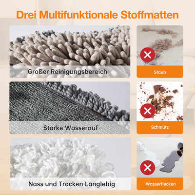 CLEANHOME Nass- & Trockenmopps für den Haushalt，Bodenwischer Set mit 3 Verschiedenen Waschbaren Mopp-Pads und Ausziehbarem langem Griff, Wischer Boden,Wischmopp for Hardwood,Marble,Tile Floor Mopping.