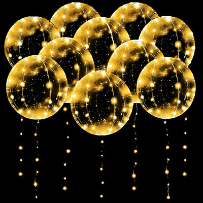 10 Pack Leuchtende Luftballons, Bobo Helium Ballons LED Luftballon, Wiederverwendbare Luftballon mit Lichterketten für Geburtstag Hochzeit Valentinstag Party Deko