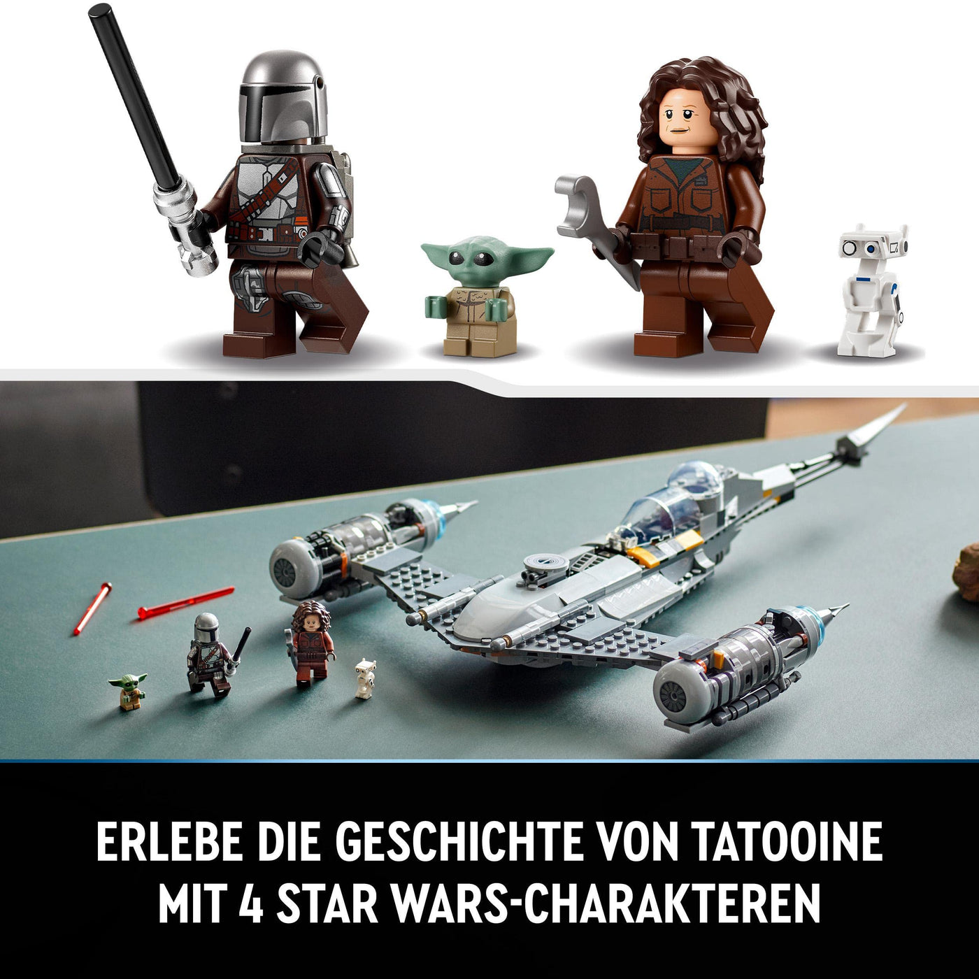 LEGO Star Wars Der N-1 Starfighter des Mandalorianers aus Das Buch von Boba Fett, Raumschiff-Spielzeug zum Bauen, Set mit 4 Charakteren inkl. Baby Yoda-Figur 75325