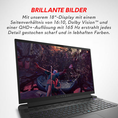 Alienware m18 R2 Gaming Laptop - 18" QHD+ 165Hz, Intel Core i9-14900HX, 32GB RAM, 1TB SSD, NVIDIA GeForce RTX 4070, Windows 11 Home, German Backlit Keyboard - Dark Metallic Moon