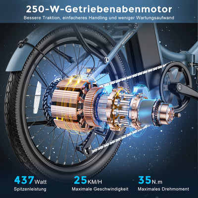 Fafrees F20 Lite, Klapprad e-Bike 20 Zoll, Elektrofahrrad 36V 16.75Ah, City EBike Herren Damen 250W 25km/h, e-Bike klapprad Reichweite bis zu 65-130 km E-Fahrrad, Schwarz