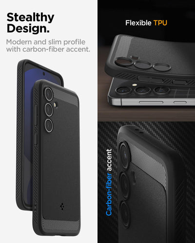 Spigen Rugged Armor Hülle Kompatibel mit Samsung Galaxy S24 FE -Schwarz