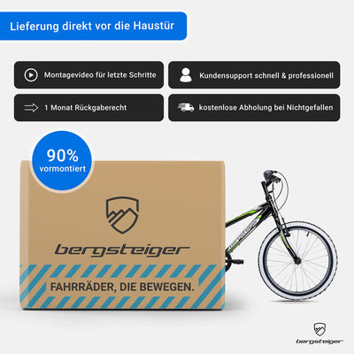 Bergsteiger Kansas 20, 24 Zoll Kinderfahrrad, geeignet für 6, 7, 8, 9, 10, 11 Jahre, Shimano 6 Gang-Schaltung, Mountainbike mit Weißwandbereifung, Jungen-Fahrrad, Mädchen-Fahrrad