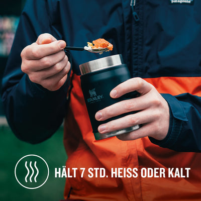 Stanley Classic Legendary Thermobehälter für Essen mit Göffel 400 ml - Hält 7 Stunden Heiß oder Kalt - Edelstahl Warmhaltebehälter Essen - BPA-Frei - Spülmaschinenfest - Matte Black