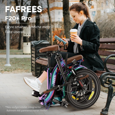 2025 Ebike F20 Pro+ Fatbike Faltrad 20 Zoll mit 36V 22.5AH Akku Damen Ebike Herren 250W, Erwachsene Fatbike Elektromobilrad 140kg, E Mountainbike 20°, Ebike 25km/ (Hecktasche, Buntes Grün)