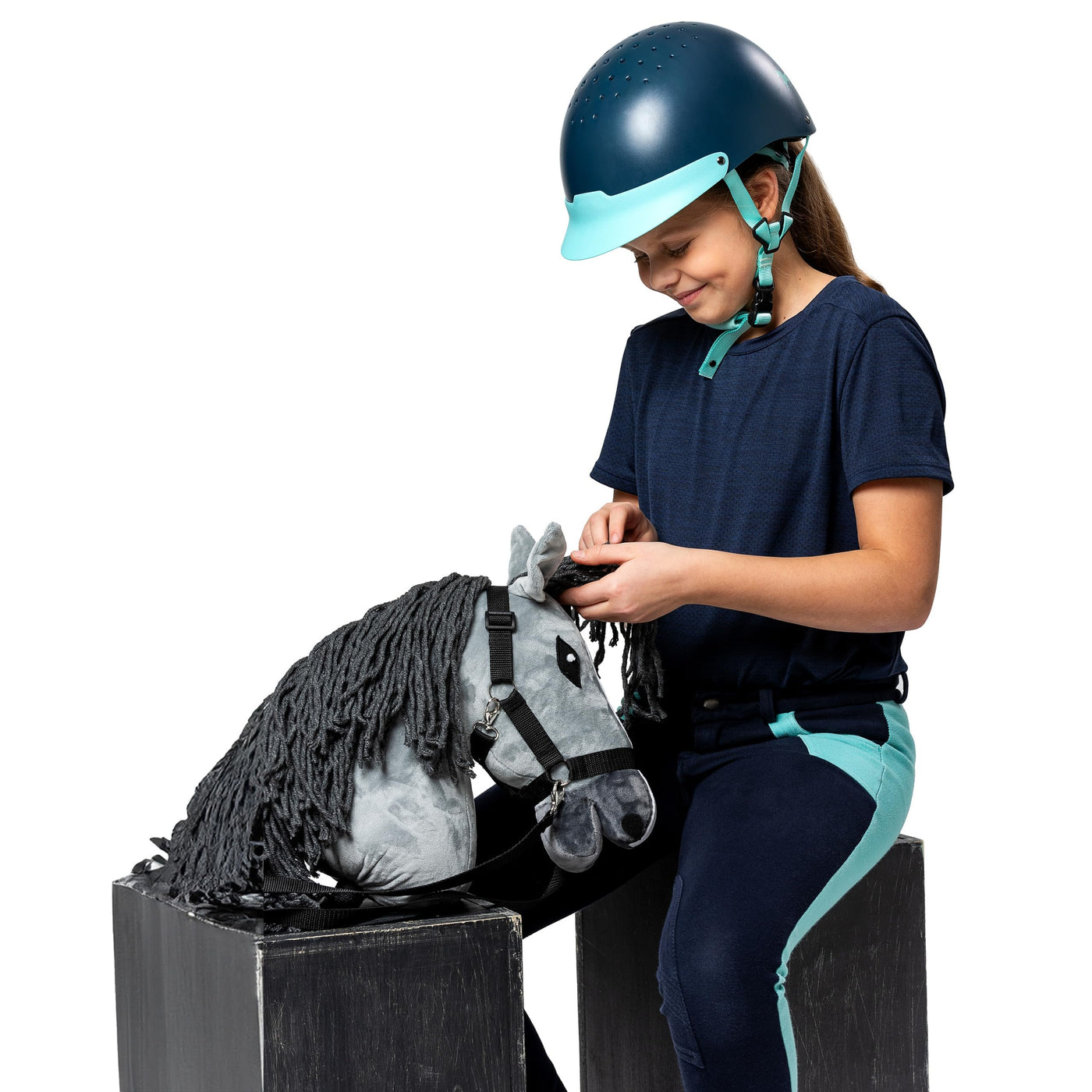 SKIPPI Hobby Horse Graues, Steckenpferd mit Halfter und Zügeln im Set, Hobby Horsing Pferd A3