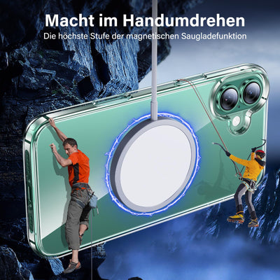 UniqueMe für iPhone 16 Hülle - Handyhülle für iPhone 16 Case, 5 in 1 Set Rundumschutz Schutzhülle Cover,1 Handyhülle & 2 Schutzfolie & 2 Kameraschutz - Transparent