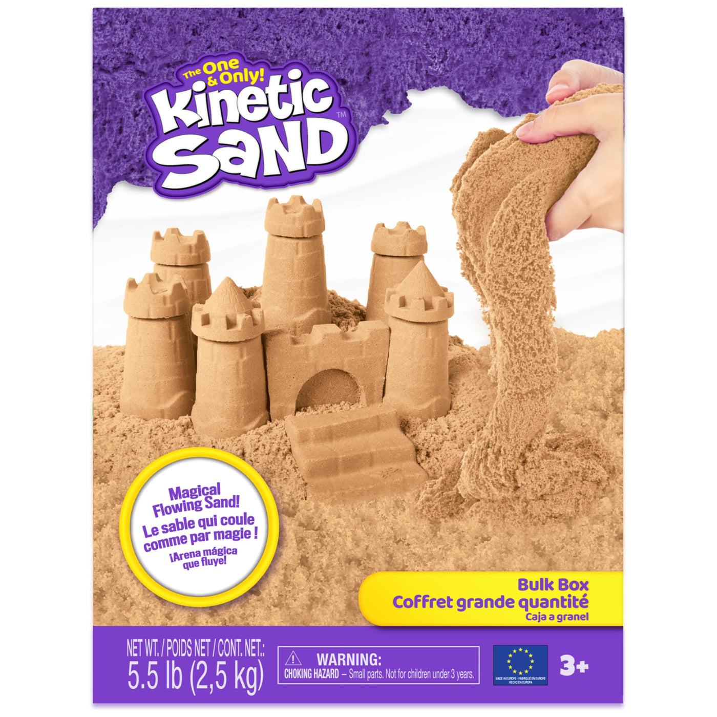 Kinetic Sand 2,5 kg - original magischer kinetischer Sand aus Schweden, naturbraun, bekannt aus Kindergärten, ideal für kreatives Indoor-Sandspiel, für Kinder ab 3 Jahren